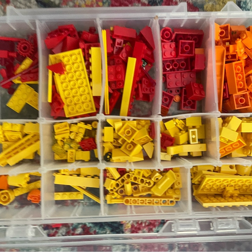 Lego Building Set - Red, Yellow, Orange Blocks